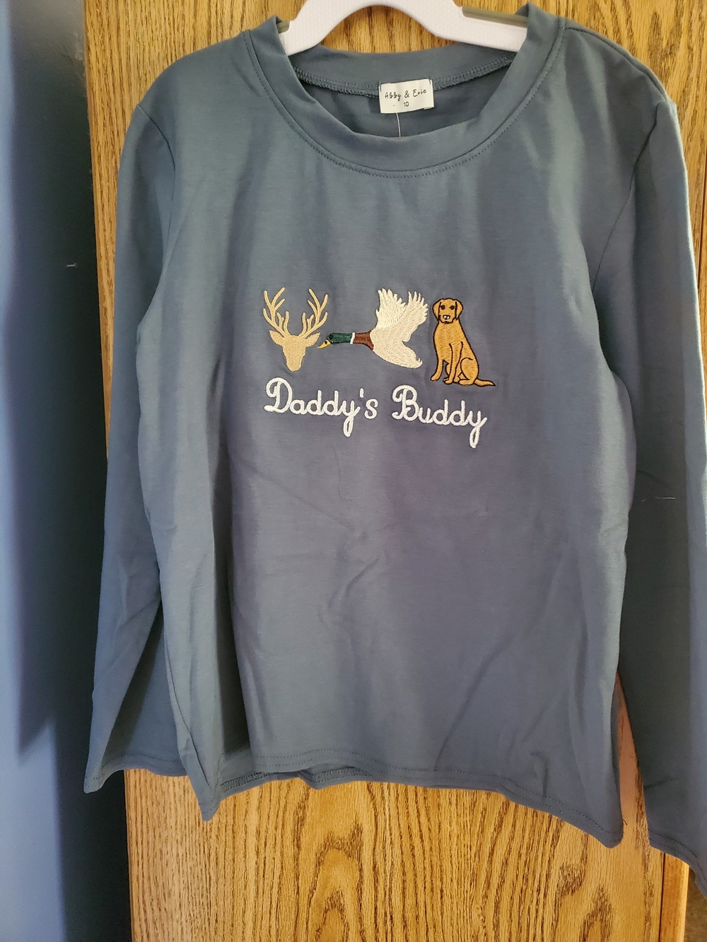 Daddy's Buddy Embroidered Long-Sleeve Kids Tee - Blue